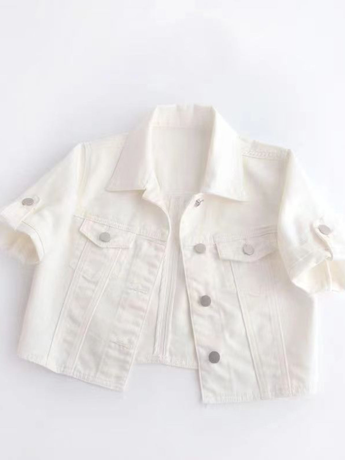 Full Size Cropped  Denim Jacket Plus Size